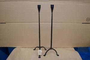 lot 54 image: Set of 2 Creative Co-Op 20 Hand Forged Cast Iron Taper Holders