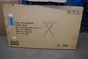 lot 89 image: 31.5 Round Bar Height Folding Table - White