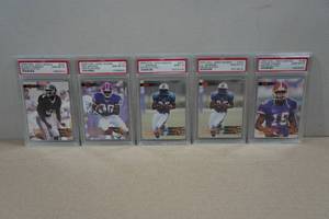 lot 163 image: PSA Graded Collectors Edge Football Cards - Burress, Moulds, Johnson