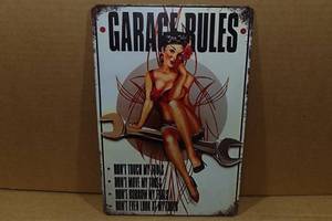 lot 282 image: Novelty Metal Sign - Garage Rules