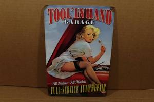 lot 283 image: Novelty Metal Sign - Tool in Hand Garage
