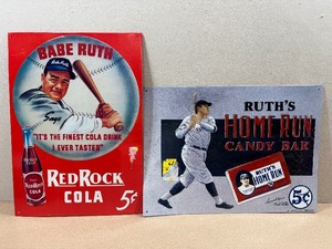 lot 249 image: 2 Raised Metal Signs - Babe Ruth