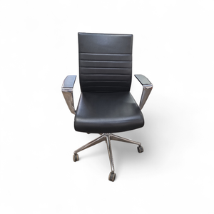 lot 7 image: Black Leather & Chrome Task Chair