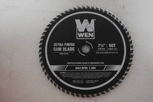 lot 38 image: WEN BL0760 7.25-Inch 60-Tooth Carbide-Tipped Professional Ultra Fine-Finish Circular Saw Blade with Cool-Cut Coating