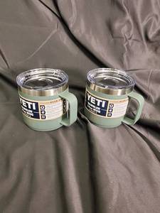 lot 9 image: YETI Rambler 14oz Mug - MagSlider Lid, Sage Green (Lot of 2)
