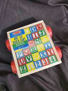 lot 46 image: Melissa & Doug ABC-123 Block Cart - 30 Wooden Blocks