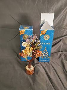 lot 68 image: Crystal Healing Tree Sculpture - Multicolor Crystal Leaves, Made in India