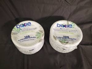 lot 97 image: Dixie 6.5-In Plates - 125-Count Per Pack (Lot of 250)