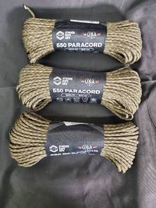 lot 104 image: Atwood Rope Mfg 550 Paracord 100 ft  30 m - 3 Pack - Made in USA