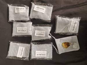 lot 119 image: Gold-Tone Guitar Pick Pendant Set - Engraved Charms with Gift Box