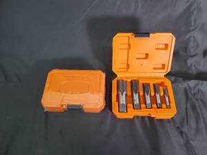 lot 121 image: Six-Piece Drill Bit Set - Orange Case with Hex Shanks X 2