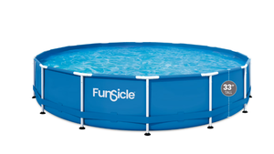 lot 84 image: Funsicle 14ft Activity Above Ground Metal Frame Swimming Pool, Includes SkimmerPlus Pump, Round, Age 6 & up