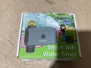 lot 107 image: Insoma WiFi Hose Timer with Brass Inlet, Smart Water Timer 1 Zone, Sprinkler Timer wWiFi hub for Remote Control via 2.4Ghz WiFi, VoiceApp Controls with Alexa & Google Assistant, for Lawns Yards (Missing Seal Tape & Plastic Garden Hose Connector)