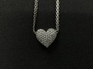 lot 7 image: MCYS Cubic Zirconia Pav Heart 18 Pendant Necklace in Sterling Silver (Clip Needs A Small Repair)