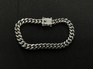 lot 59 image: MCYS Mens Diamond Pav Clasp Curb Link Bracelet (12 ct. t.w.) in Stainless Steel