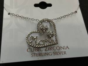 lot 63 image: GIANI BERNINI Cubic Zirconia Sterling Silver Mom Heart Necklace