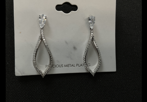 lot 123 image: Eliot Danori Silver-Tone Pav Drop Earrings (Missing 1 Back Piece Butterfly)