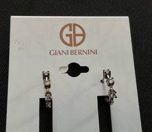 lot 149 image: GIANI BERNINI Huggie Hoops Cubic Zirconia Sterling Silver (Used, Needs Cleaning)