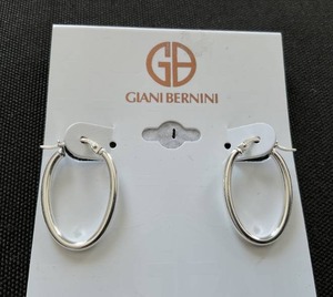 lot 154 image: GIANI BERNINI Sterling Silver Oval Hoops