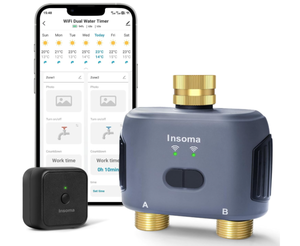 lot 105 image: Insoma WiFi Water Timer for Garden Hose with Brass Inlet & Outlet,Smart Hose Timer with WiFi Hub, APP & Voice Control,Up to 20 Watering Plans, 2-Zone Sprinkler Drip Irrigation System Controller for Watering