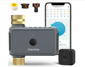 lot 128 image: Insoma WiFi Hose Timer - Brass Inlet & Outlet, VoiceApp Control Sprinkler Timers with Rain DelayManualAuto Mode, with Alexa & Google Home, Energy Saving (Used, Missing Plastic Garden Hose Connector)