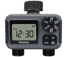 lot 130 image: Insoma 2-Zone Sprinkler Timer, Programmable Garden Hose Timer with AutoManualRain Delay Modes  Water-Saving Irrigation Controller for Lawn, Yard & Drip Systems Waterproof Design & Easy Setup
