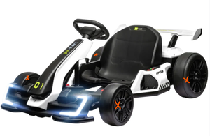 lot 219 image: Aosom 24V 7.5 MPH Electric Go Kart with Adjustable Seat, Slow Start, White (Used, Missing Wheels & Hardware)