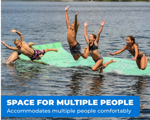 lot 98 image: Aqua Lily Pad Floating Mat with Duracore, Foam Lake Pool Water Float with 3 Layer Construction for Outdoor Swimming, 6� x 15�, YellowGreen (Minor Transit Damage, See Photos)