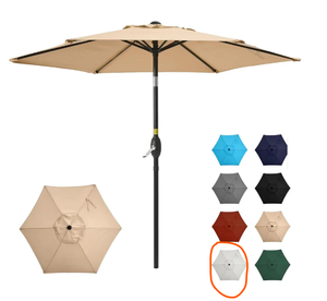 lot 142 image: 7.5 Outdoor Patio Umbrella with Push Button Tilt and Crank (Photo Is Just For Reference, See Photos For Actual Color)