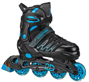 lot 147 image: Roller Derby Custom Adult In-Fit Skates - BlueBlack 9-12 Adjustable, Padded Boot Shaft