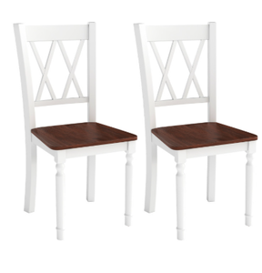 lot 310 image: Costway Set of 2 Wooden Farmhouse Kitchen Chairs with Rubber Wood Seat