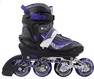 lot 162 image: Chicago Skates CRS17G-MD Adjustable Purple Inline Skates, Adjusts from Sizes 1-4