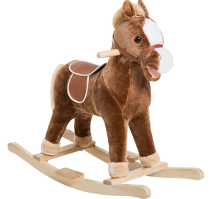 lot 236 image: Qaba Kids Ride on Rocking Horse Toddler Plush Toy with Realistic Sounds for 3 Years Old Children - Brown