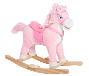 lot 316 image: Qaba Kids Ride on Rocking Horse Toddler Plush Toy with Realistic Sounds and Swinging Tail for 3 Years Old Children (Missing Handles)