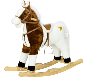 lot 323 image: Qaba Rocking Horse with Sound, Ride on Horse with Saddle, Toddler Rocker, Gift for 3-8 Year Old, Brown