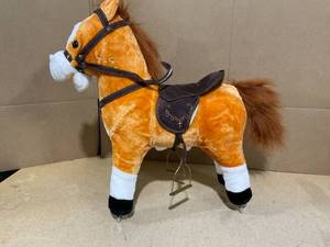 lot 328 image: Qaba Kids Plush Toy Rocking Horse Pony Toddler Ride on Animal for Girls Birthday Gifts with Realistic Sounds, Brown