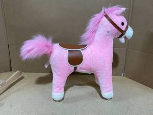 lot 329 image: Qaba Kids Plush Toy Rocking Horse Pony Toddler Ride on Animal for Girls Pink Birthday Gifts with Realistic Sounds, Brown