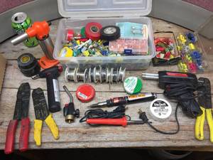 lot 332 image: Group Soldering Irons - Solder - Electric Connectors - Torches