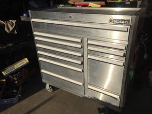 lot 100 image: KOBALT - Stainless Steel - 11 Drawer Rolling Tool Cabinet