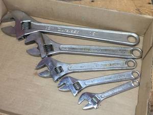 lot 237 image: 5 Adjustable Crescent-Type Wrenches 6-8-10-12-15