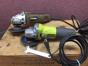 lot 306 image: (2) RYOBI  SHOPSERIES 4 12 Electric Angle Grinders - Good