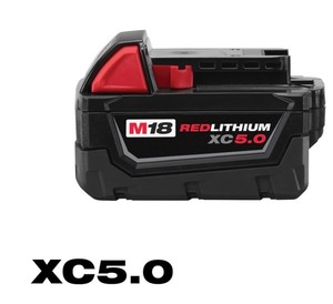 lot 12 image: Milwaukee M18 REDLITHIUM XC5.0 Battery, Model# 48-11-1850 Brand New 
