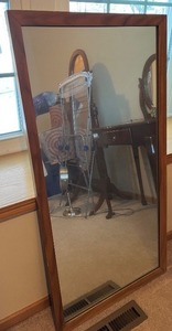 lot 14 image: Wood Framed Rectangular Mirror 46x24 Inches