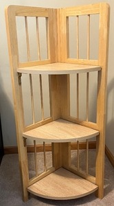 lot 23 image: Folding 3-Tier Wooden Corner Shelf Unit
