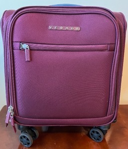 lot 26 image: Verage Burgundy Rolling Carry-On Suitcase with USB Port
