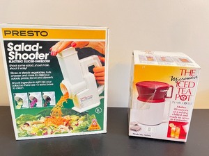lot 60 image: Presto Salad Shooter Electric Slicer Shredder and Mr. Coffee Microwave Iced Tea Pot Set