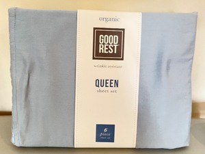 lot 101 image: Good Rest Organic Queen Sheet Set, Wrinkle Resistant New in package