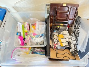 lot 104 image: Large Lot of Office Supplies Including Organizers, Pens, Crayons, Binder Clips and Accessories