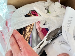 lot 108 image: Collection of Holiday and Specialty Fabric Remnants Assorted Patterns and Finishes