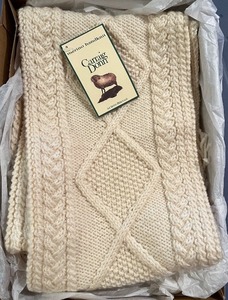 lot 361 image: Carraig Donn Merino Wool Aran Knit Scarf with Fringe